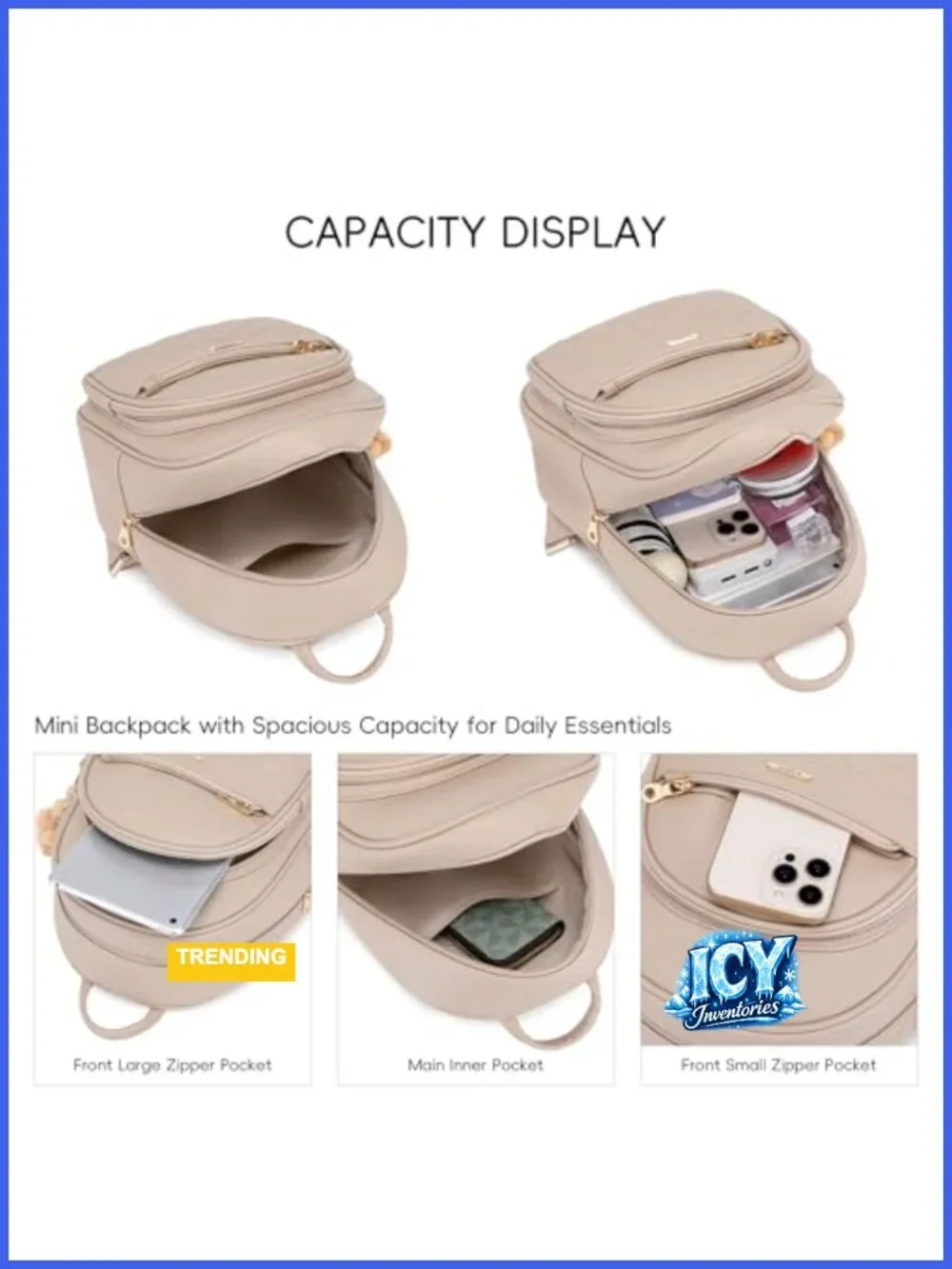 Faux Leather Mini Backpack Purse with Cartoon Charm, Cute Gift for Women, Small